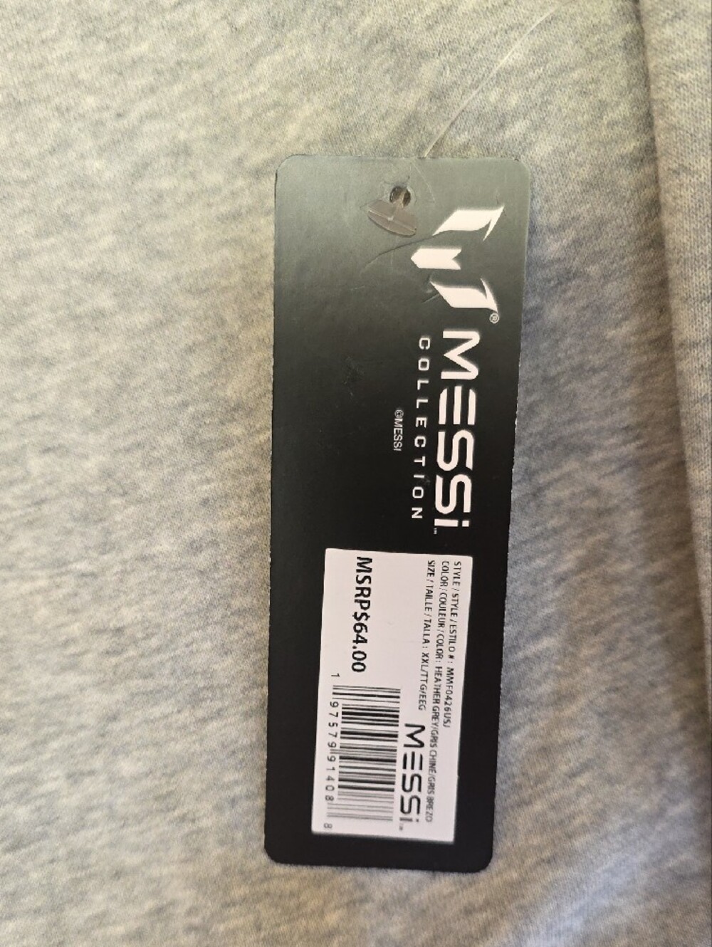 NEW Messi Collection Men's Fleece Active Hoodie Gray Sweatshirt Size XXL - Picture 4 of 12